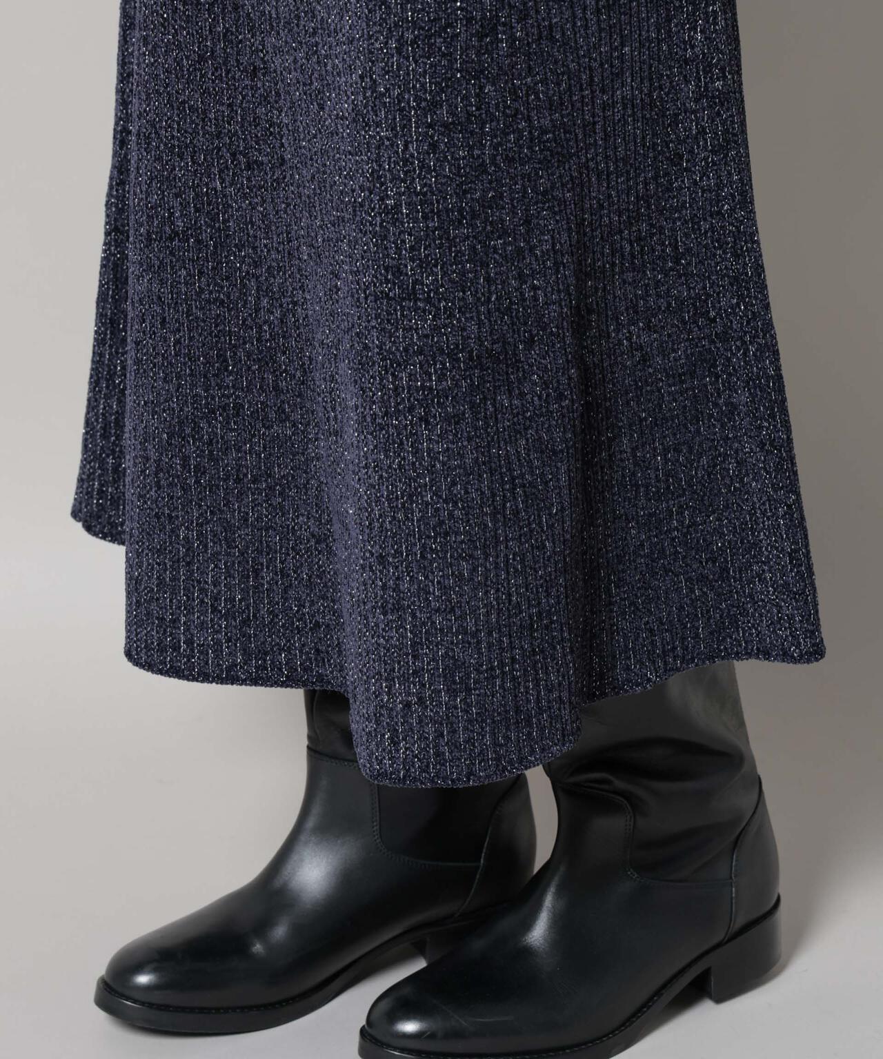 ラメモールワイドリブマーメイドニットスカート(セットアップ可) 6695230315