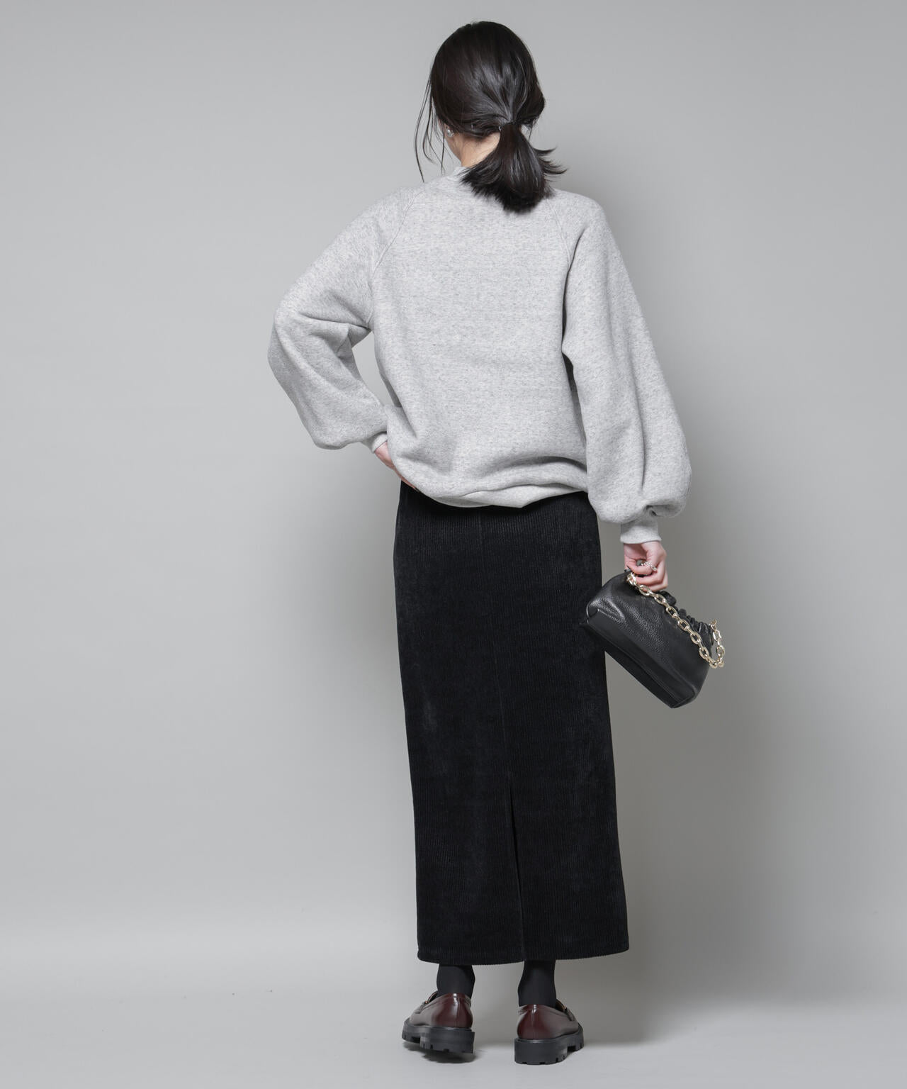 起毛リブカットタイトロングスカート 6695230316