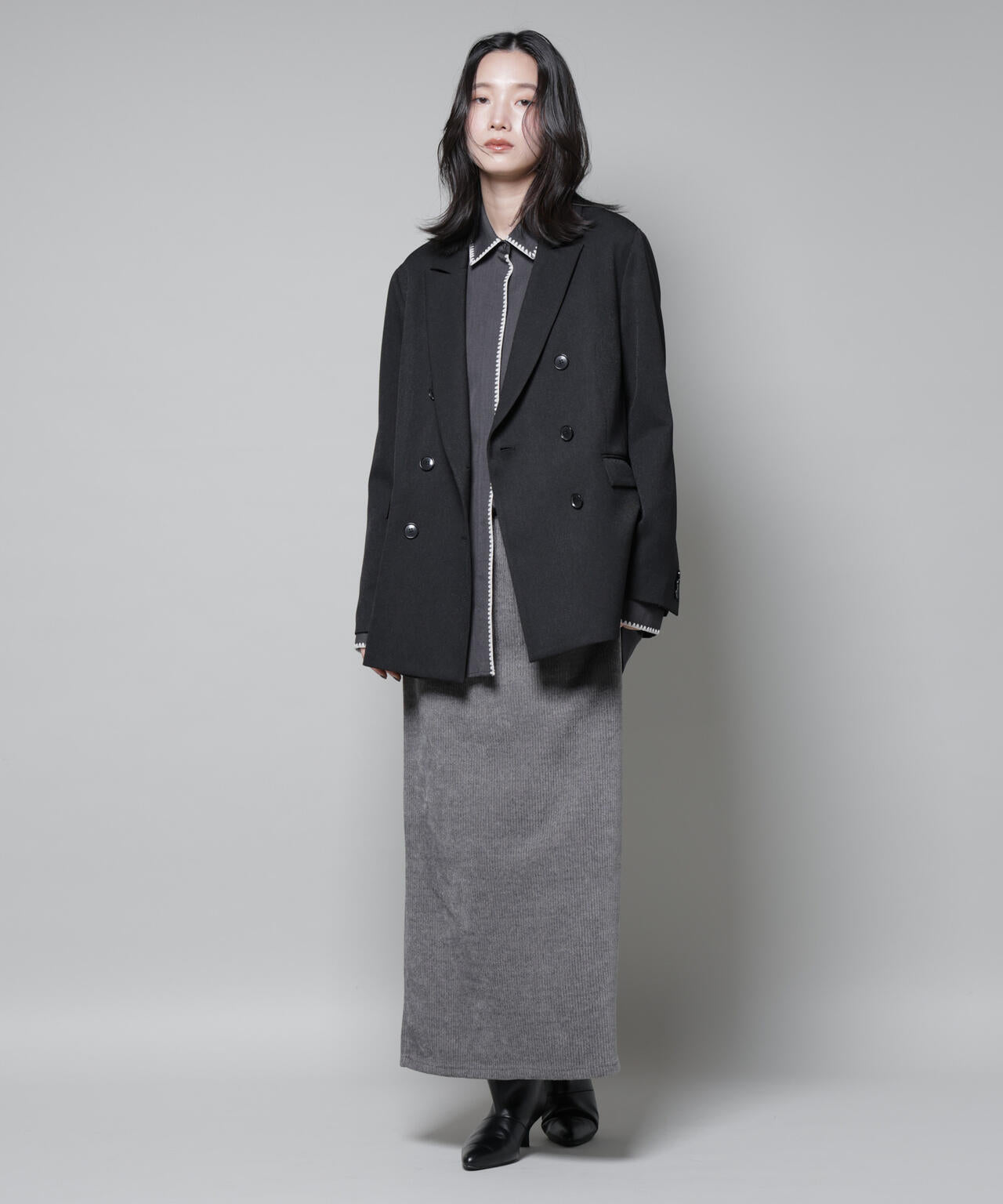 起毛リブカットタイトロングスカート 6695230316