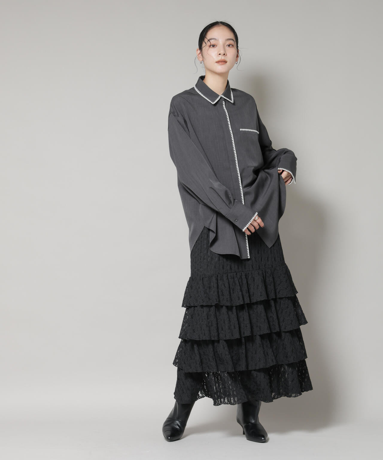 ティアードフリルレーススカート 6695230318