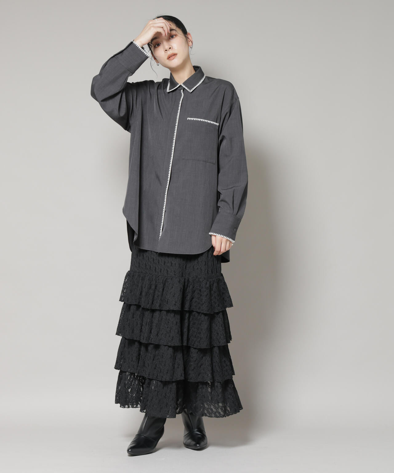 ティアードフリルレーススカート 6695230318