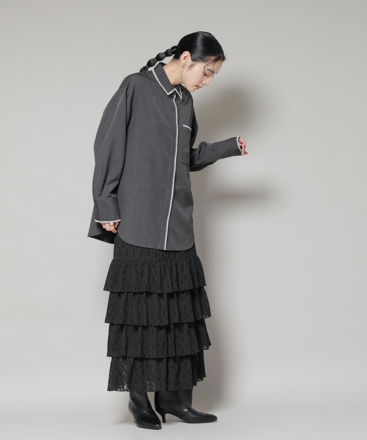 ティアードフリルレーススカート 6695230318