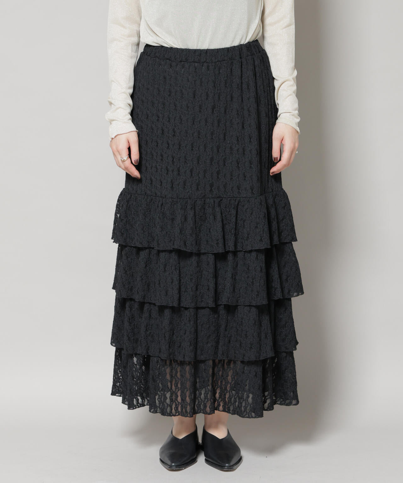 ティアードフリルレーススカート 6695230318
