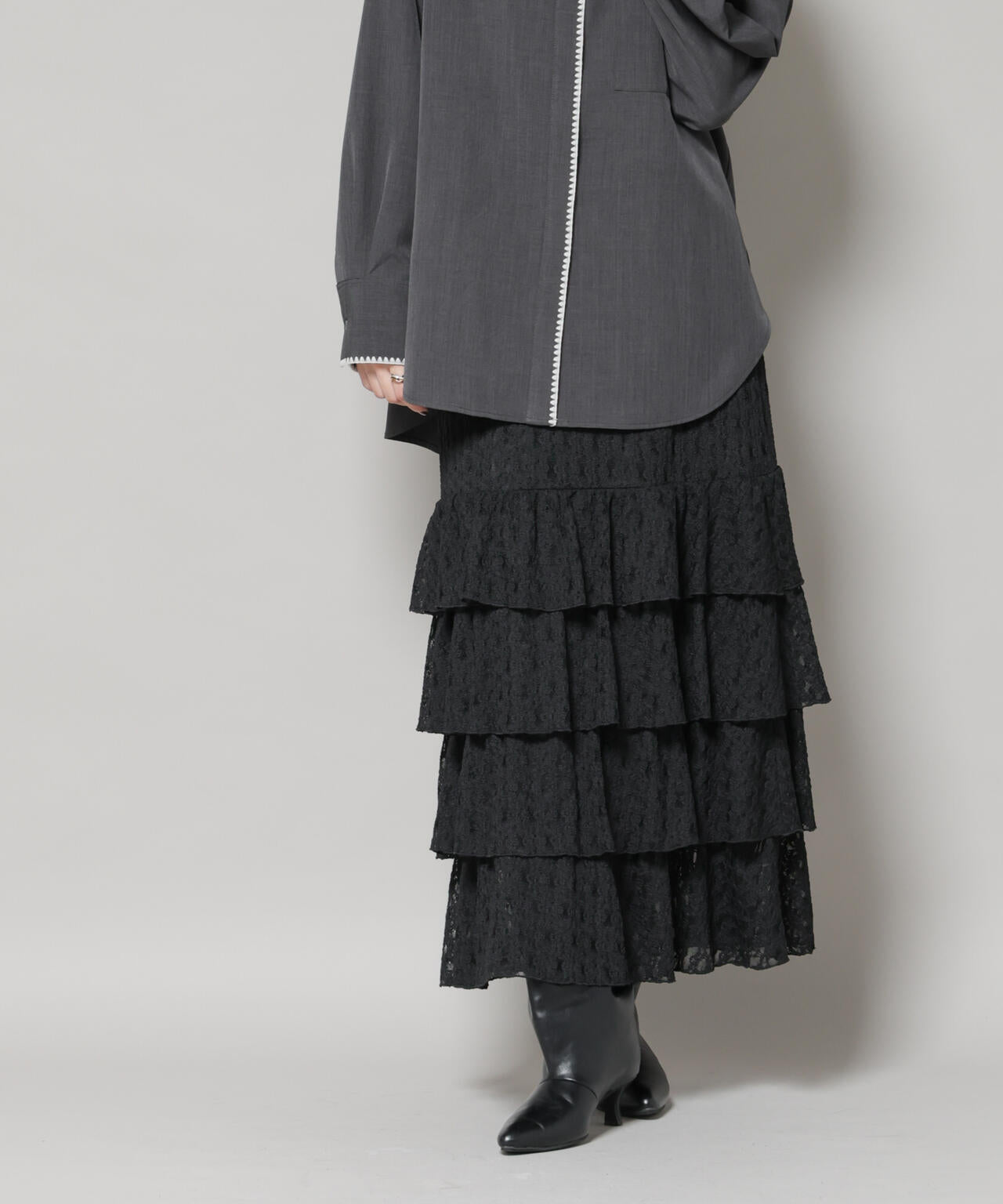 ティアードフリルレーススカート 6695230318