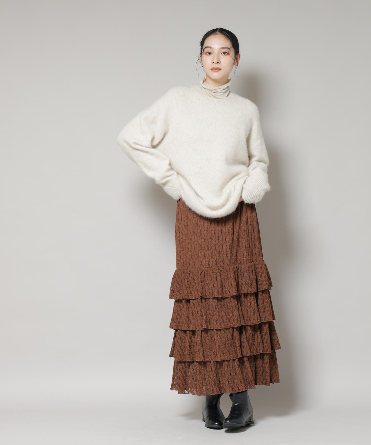 ティアードフリルレーススカート 6695230318