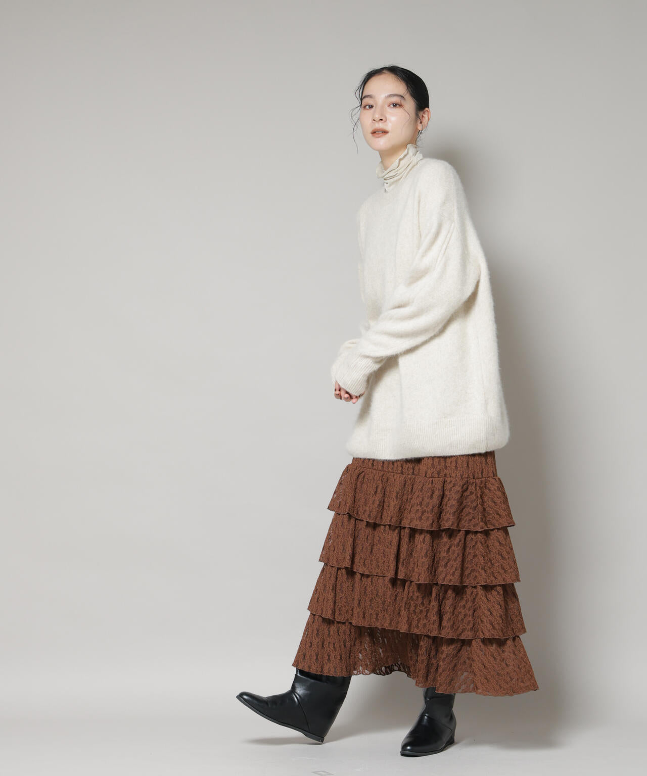 ティアードフリルレーススカート 6695230318