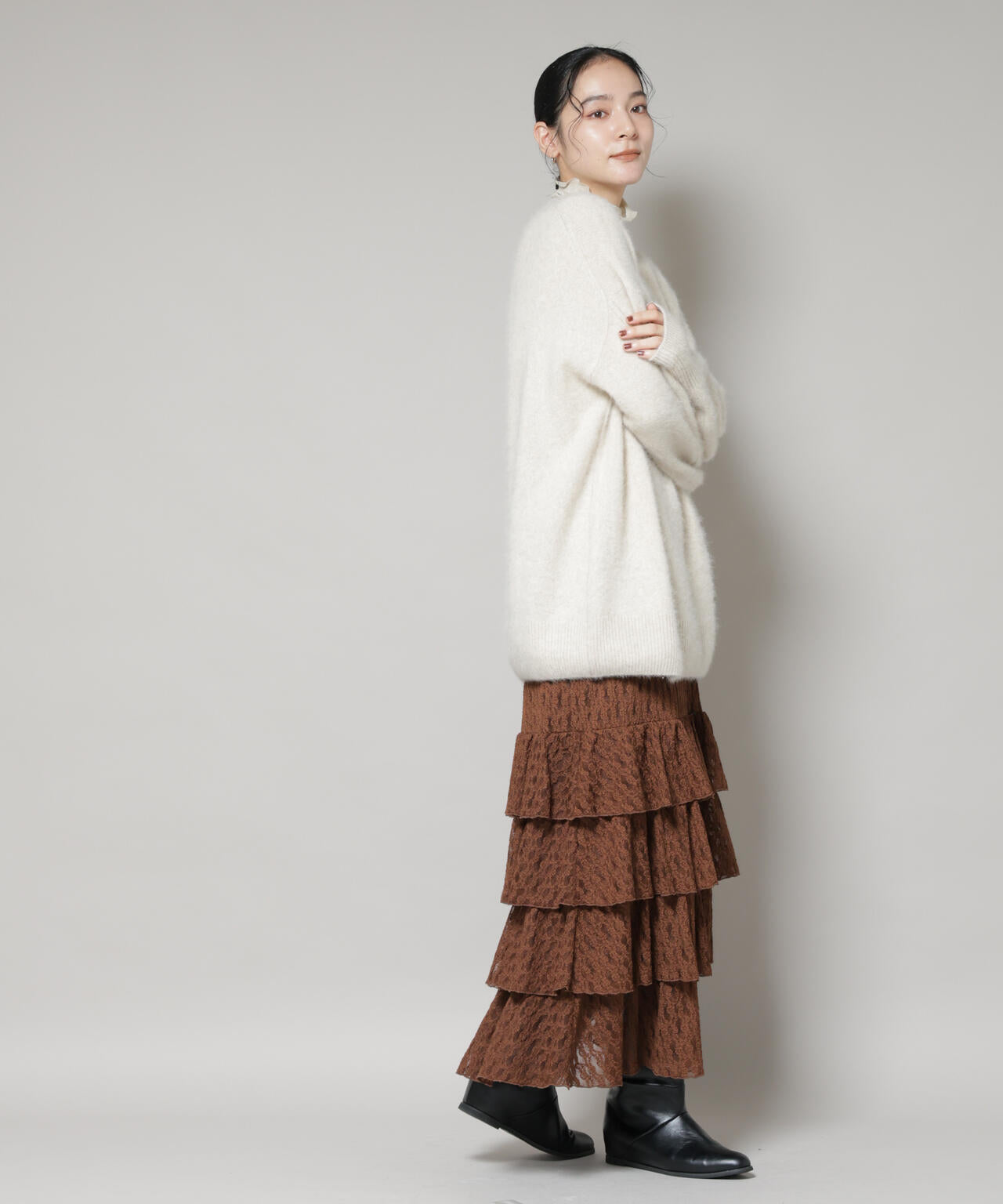 ティアードフリルレーススカート 6695230318