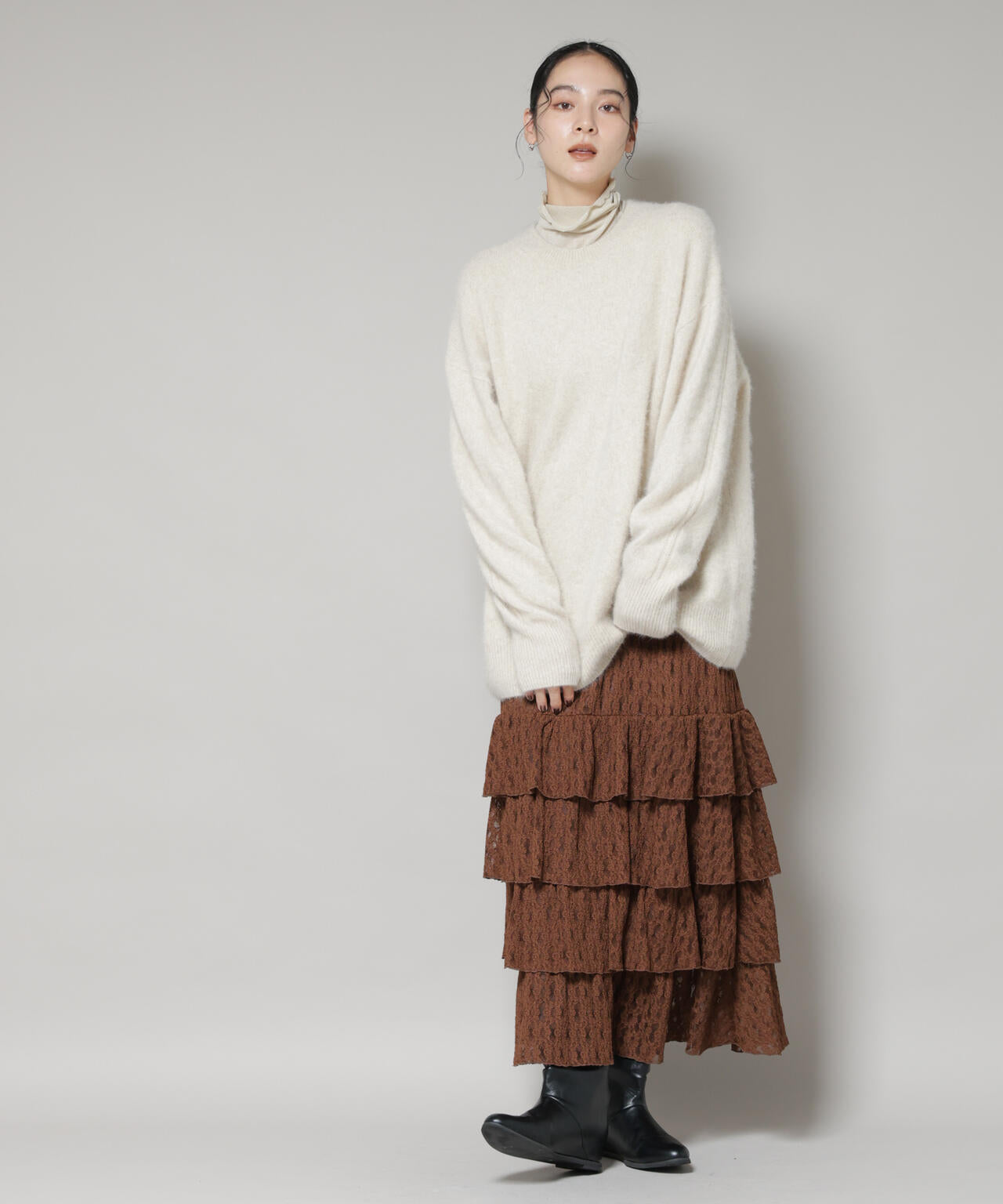 ティアードフリルレーススカート 6695230318