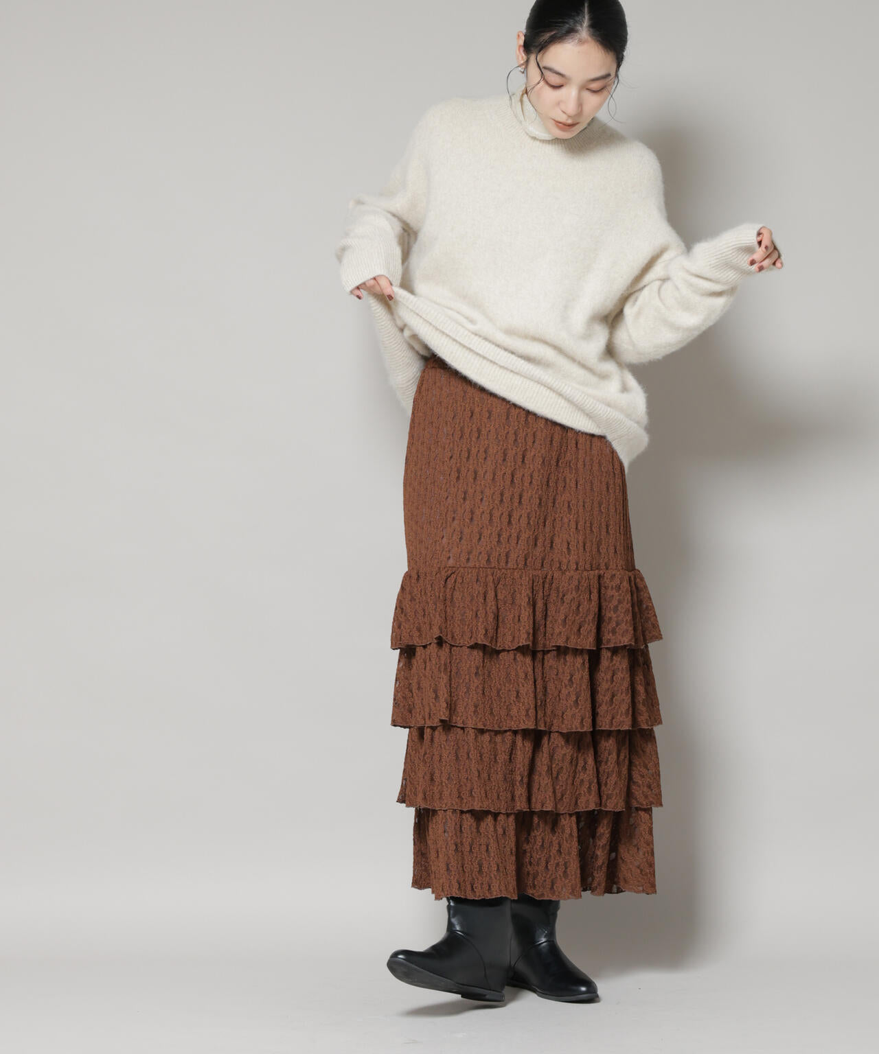 ティアードフリルレーススカート 6695230318