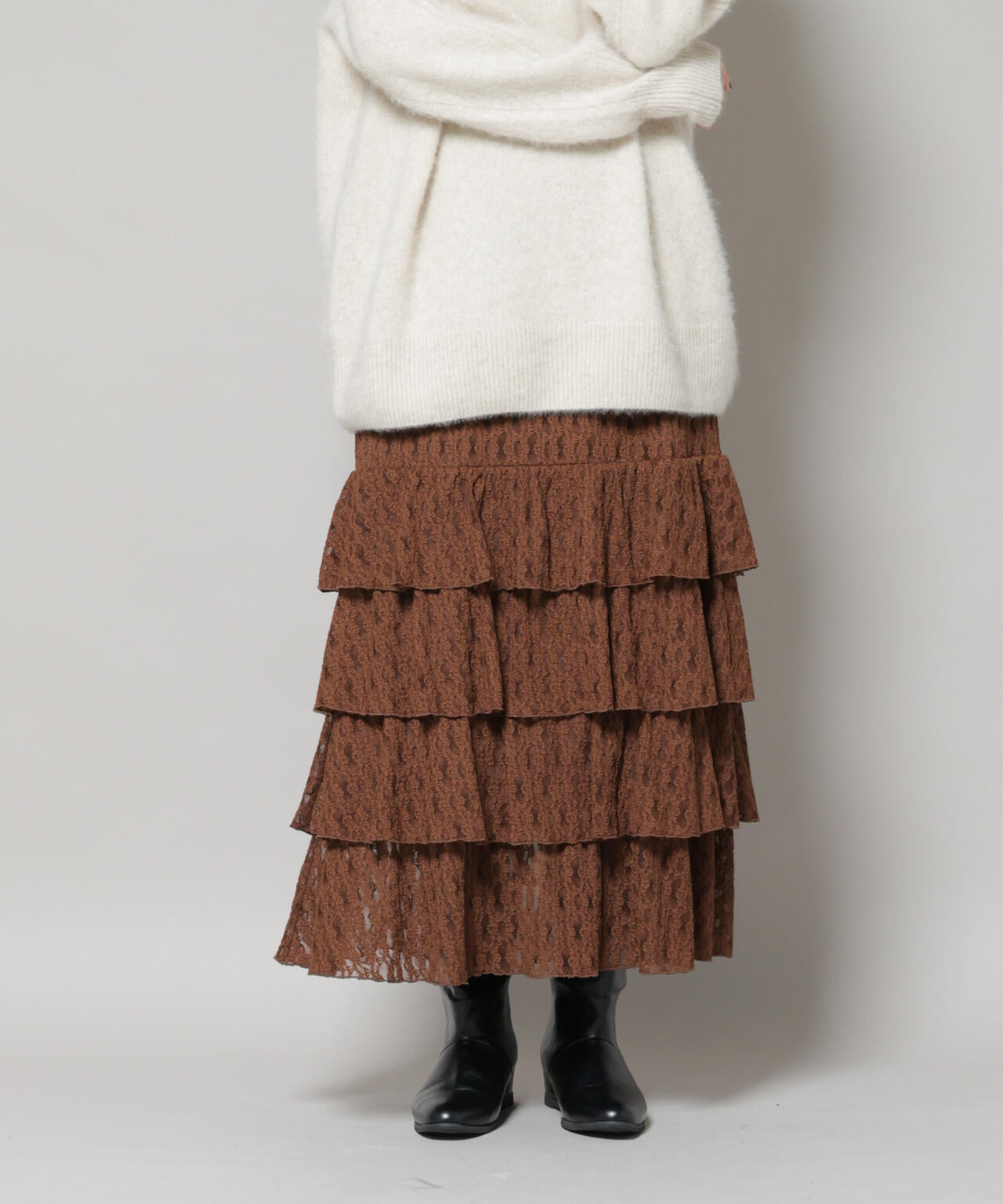 ティアードフリルレーススカート 6695230318