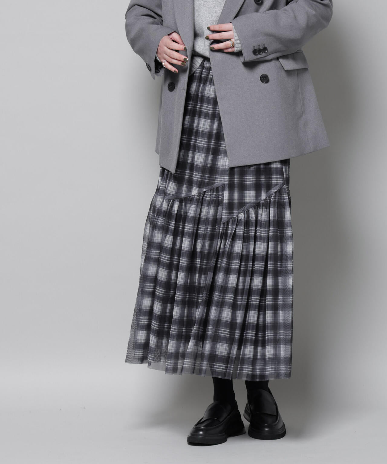 オンブレーチェックチュールスカート 6695230320