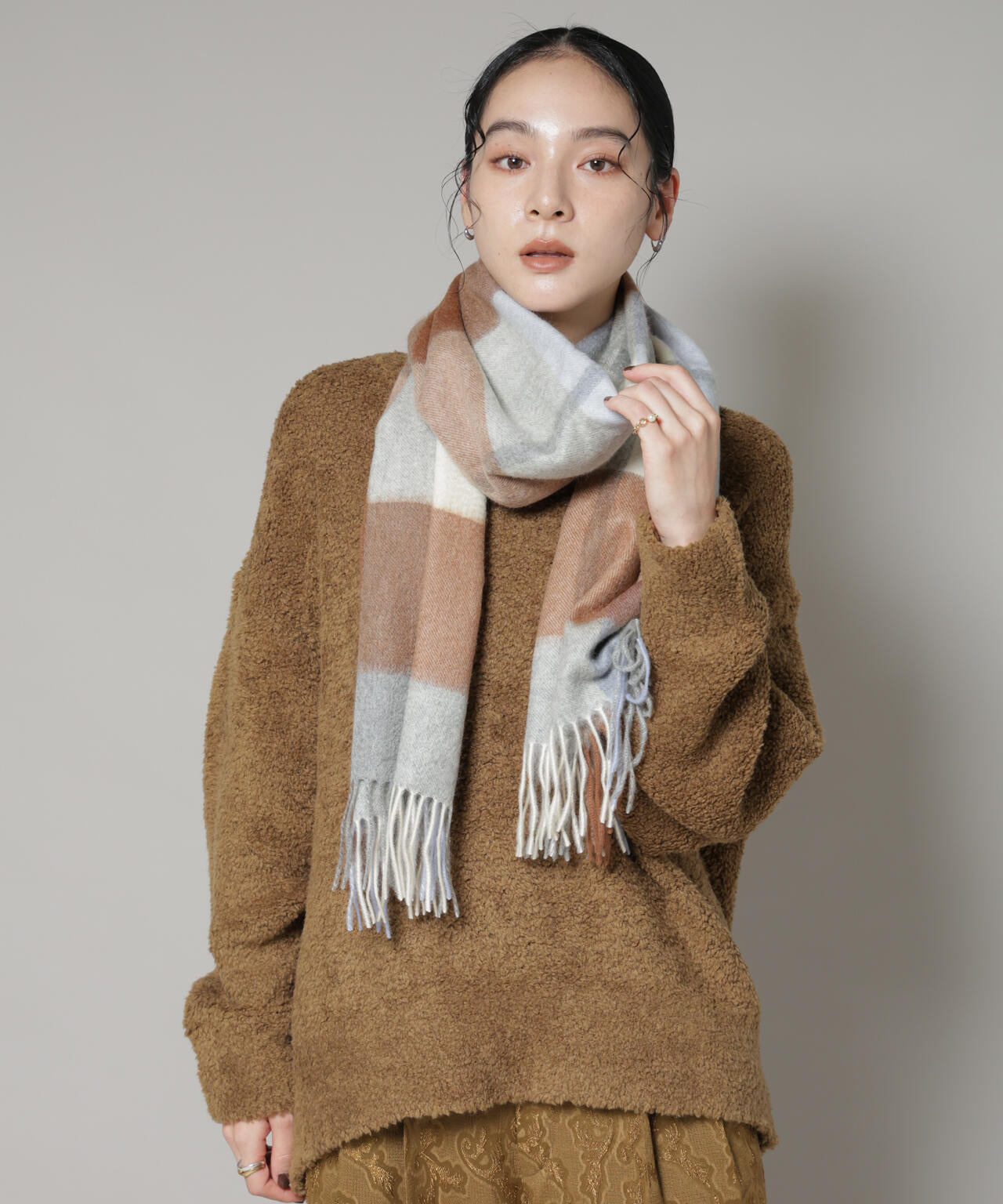 カシミヤチェックストール