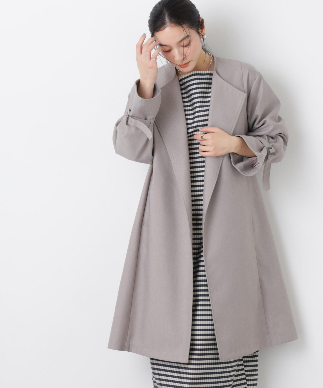 シャンブレーツイルラップコート