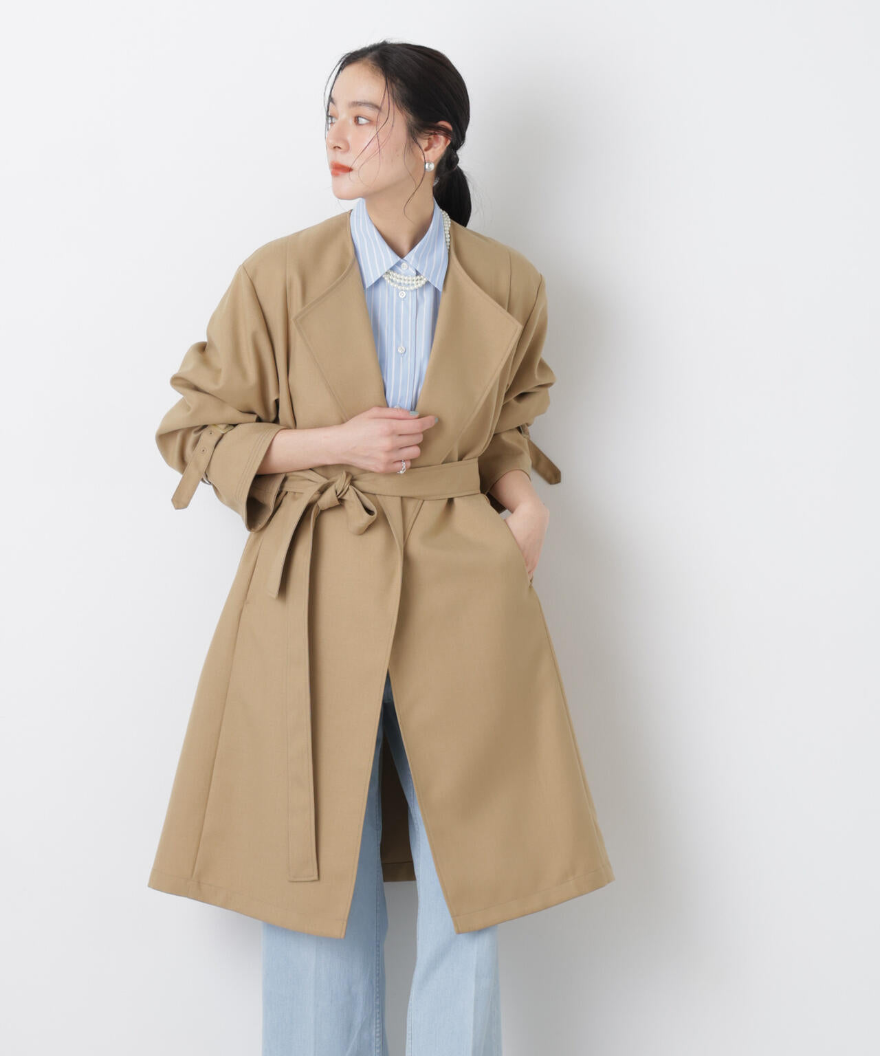 シャンブレーツイルラップコート