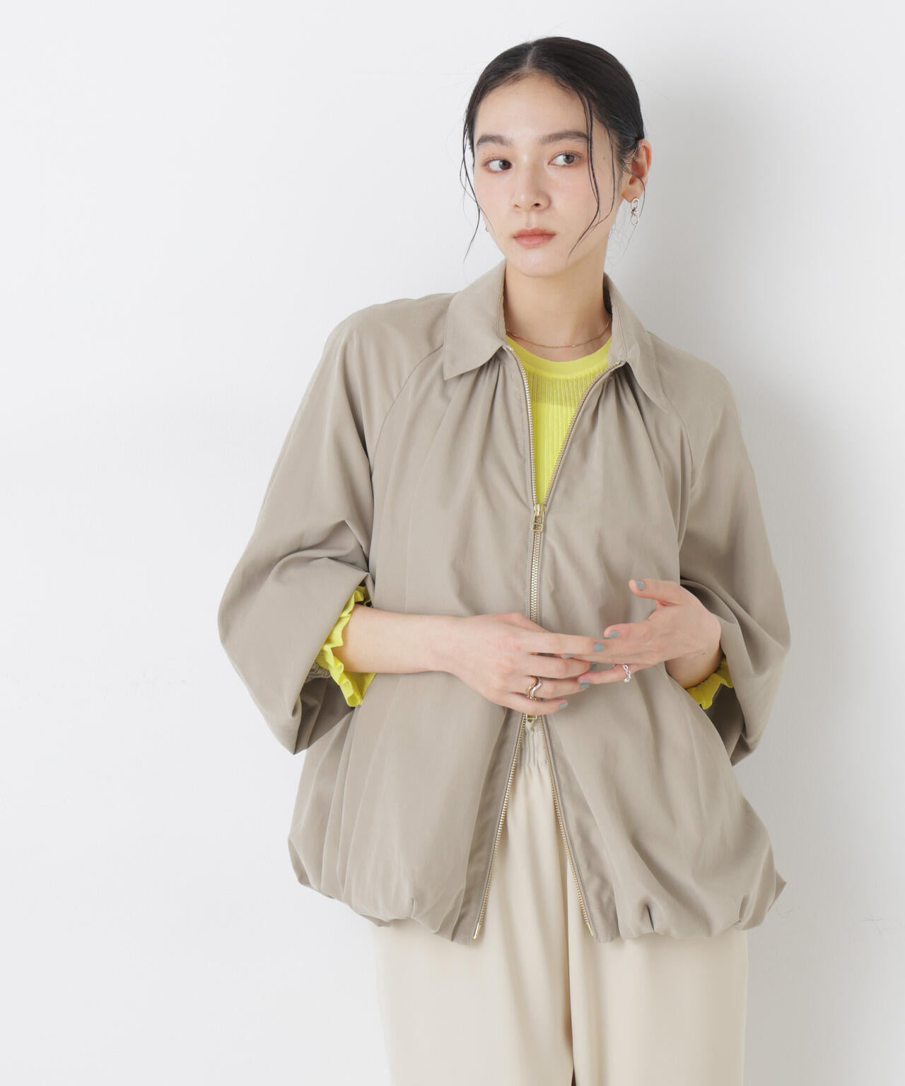 ライトスエードギャザーバルーンブルゾン