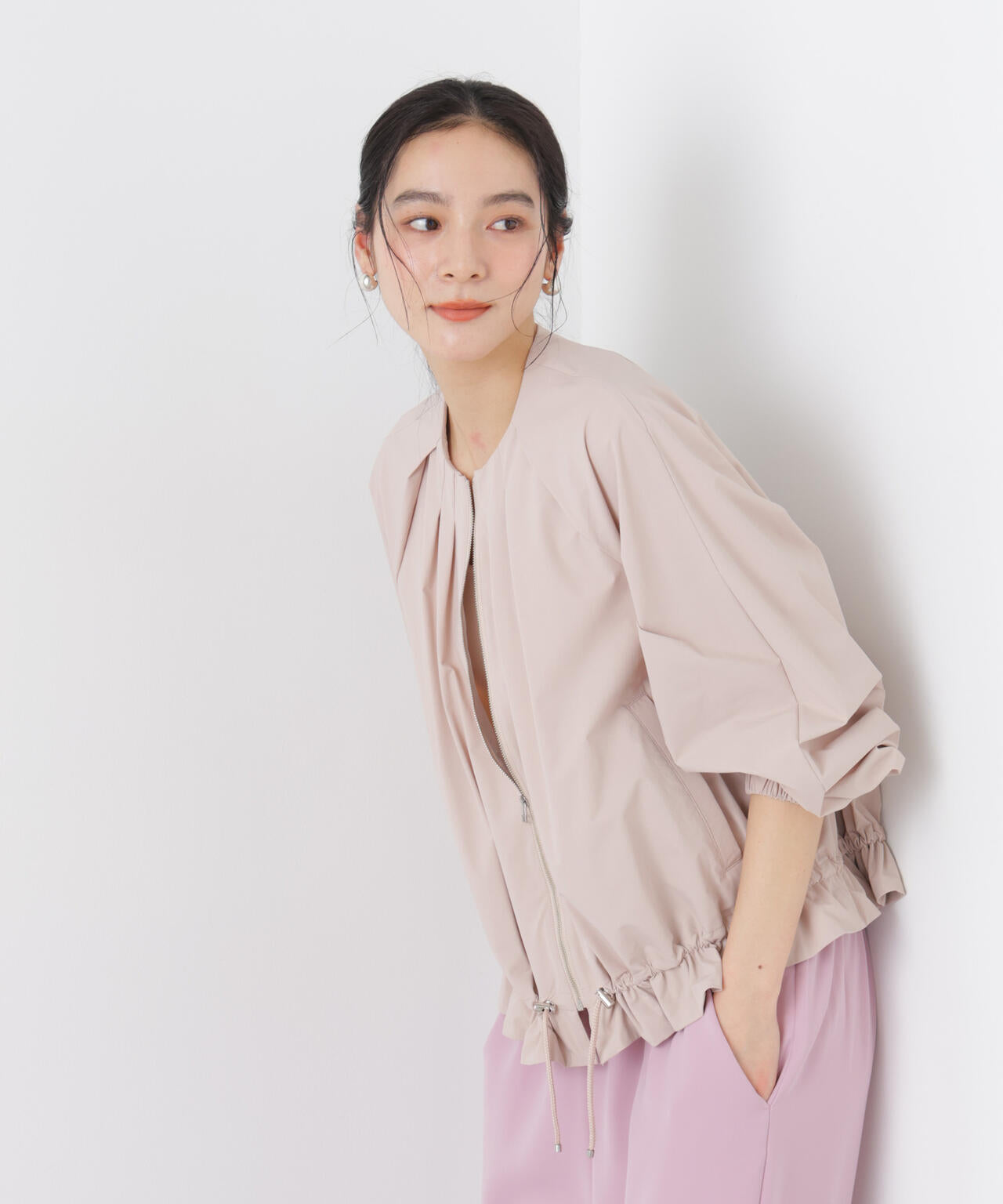 ノーカラードロストタックブルゾン