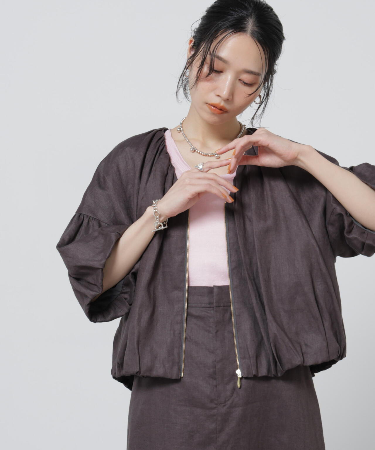 European Flax ギャザーバルーンブルゾン(セットアップ可)