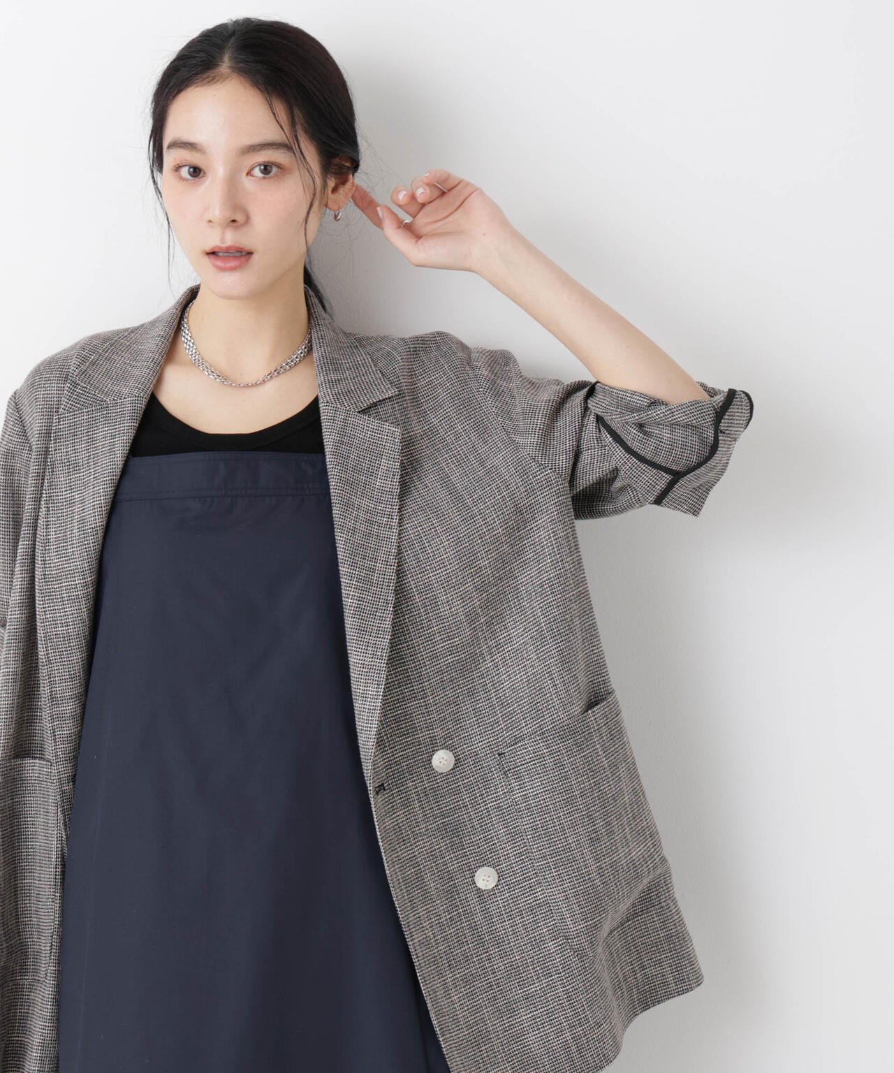 カラミ織りダブルジャケット(セットアップ可) 6696116313