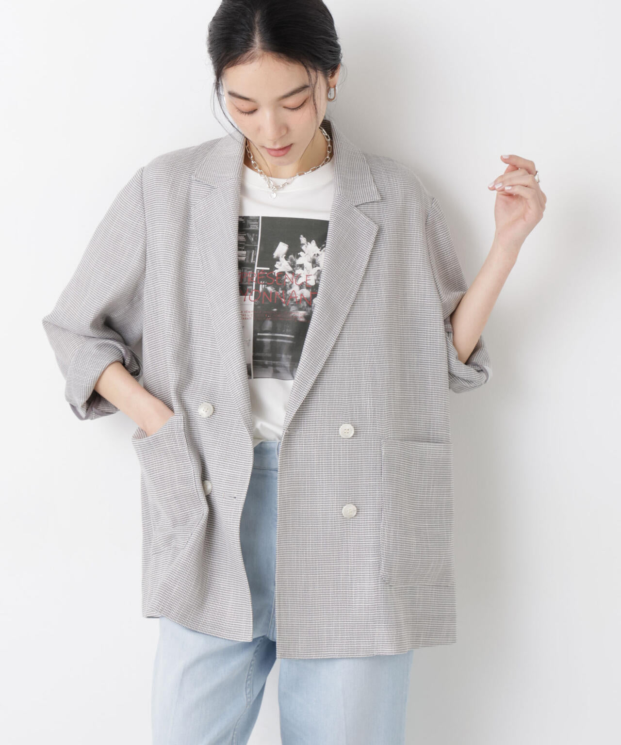 カラミ織りダブルジャケット(セットアップ可) 6696116313