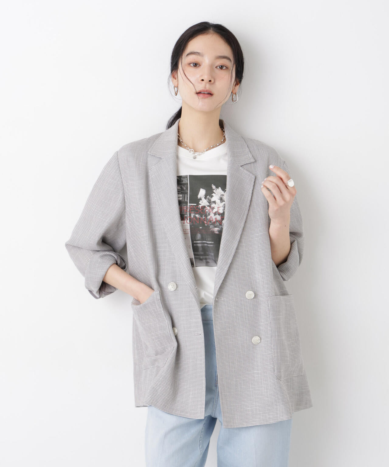 カラミ織りダブルジャケット(セットアップ可) 6696116313