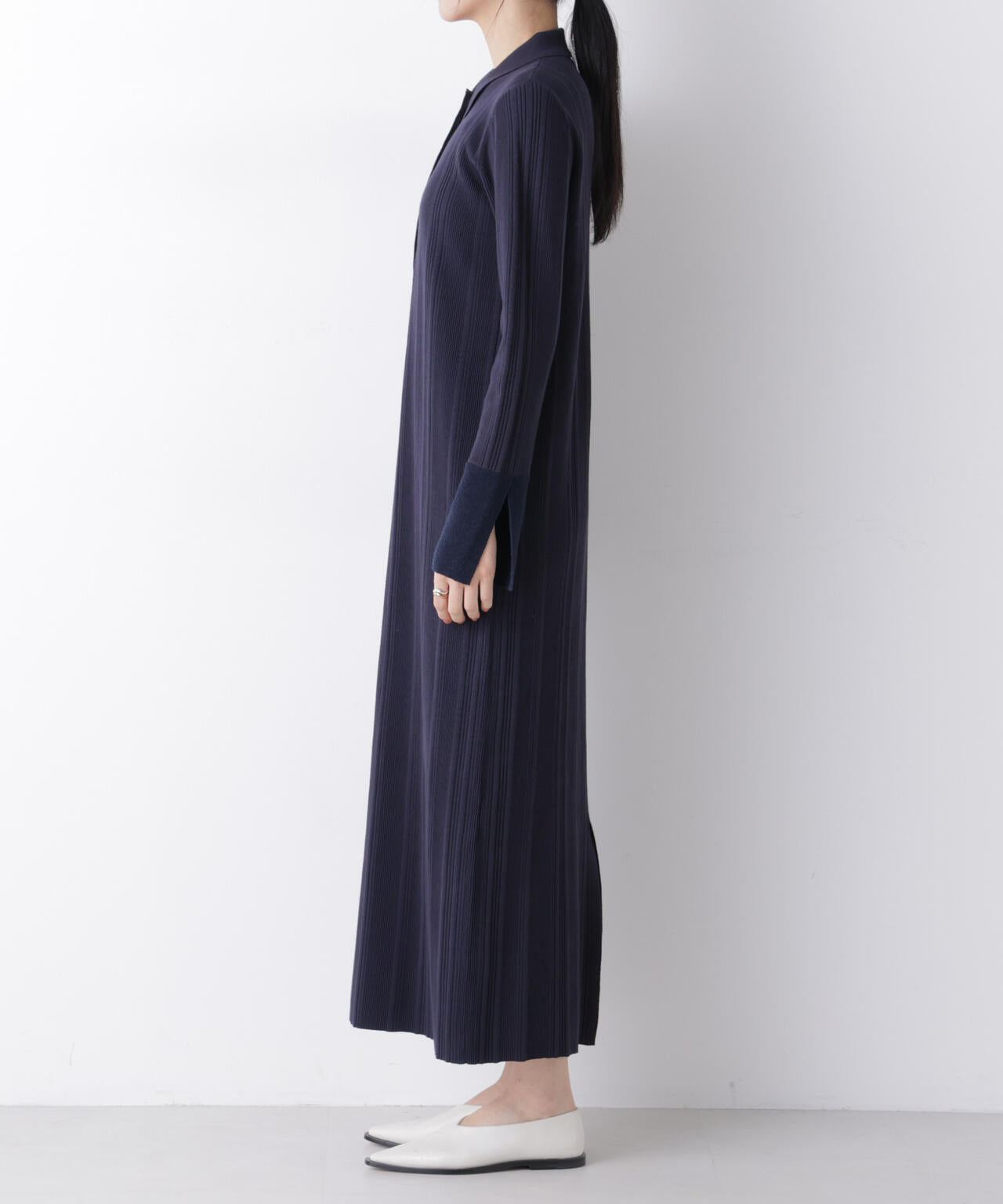 衿付きランダムリブニットワンピース 6696119304