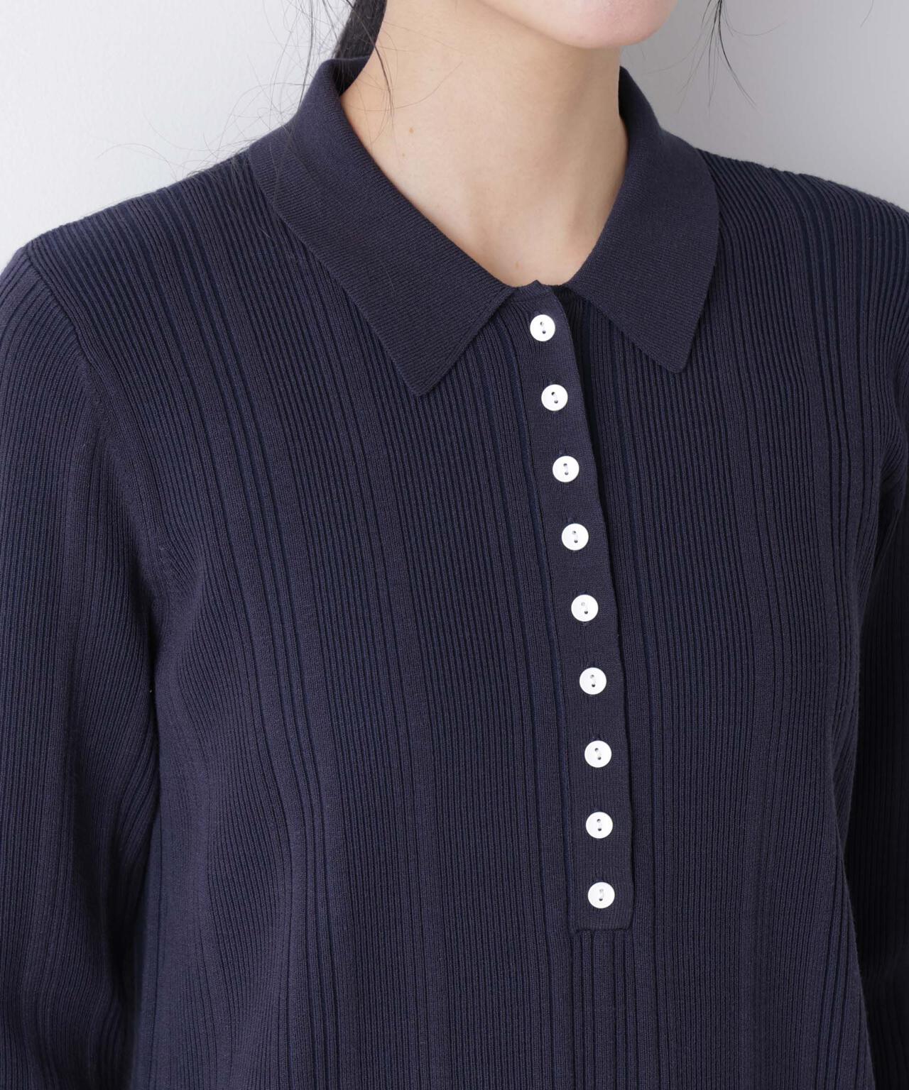 衿付きランダムリブニットワンピース 6696119304