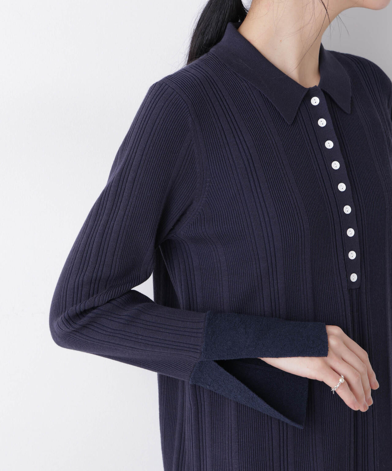 衿付きランダムリブニットワンピース 6696119304