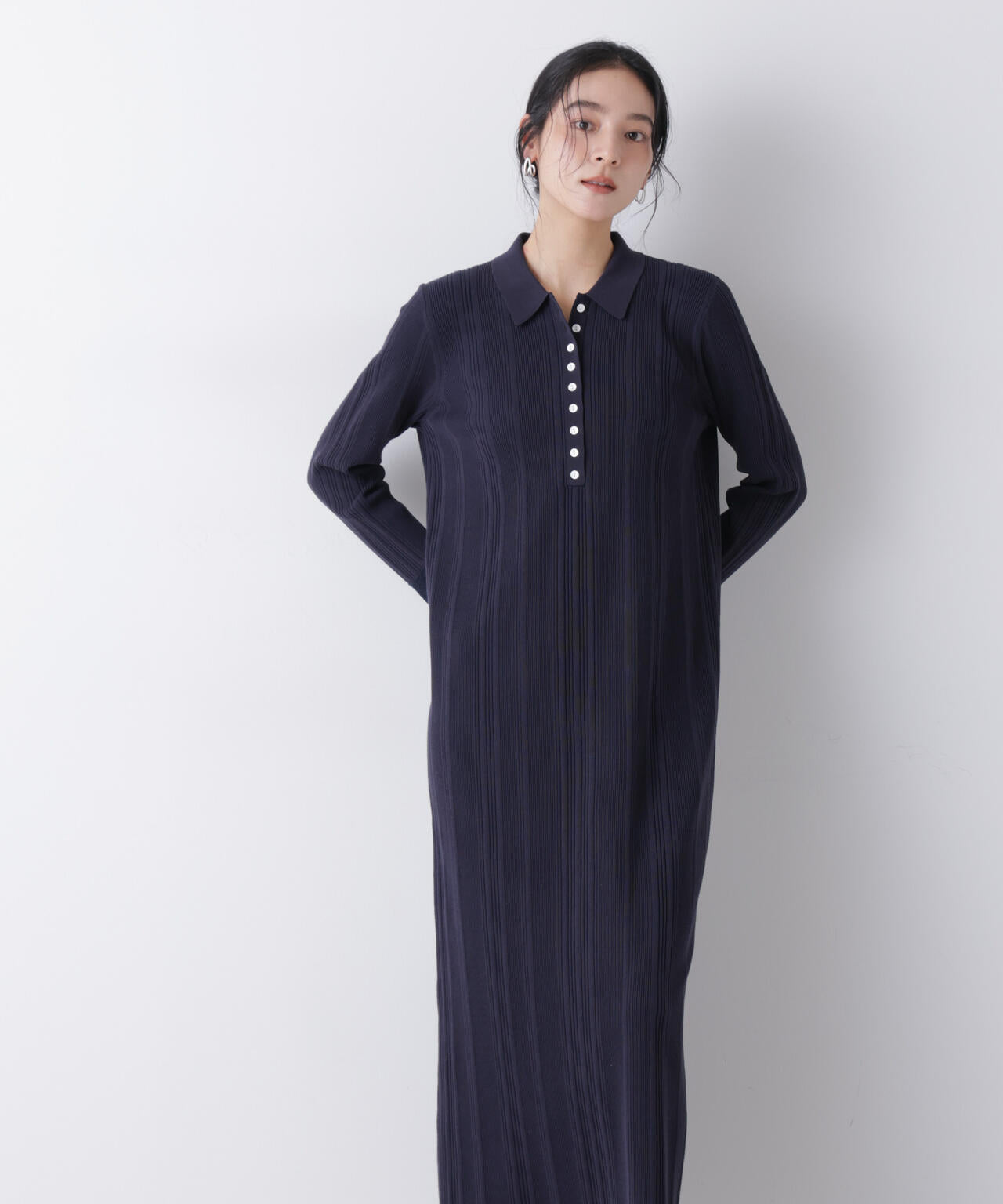 衿付きランダムリブニットワンピース 6696119304