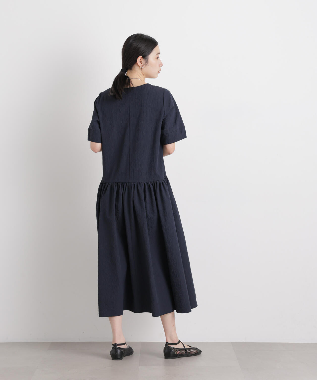 ギャザーティアードサッカーワンピース 6696119308