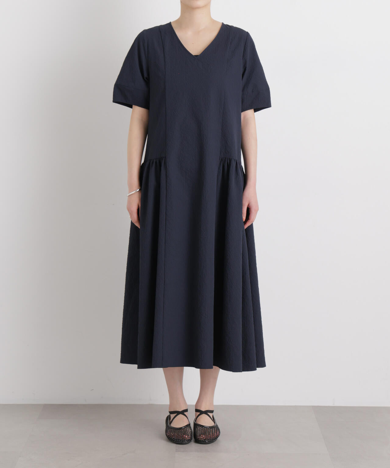 ギャザーティアードサッカーワンピース 6696119308