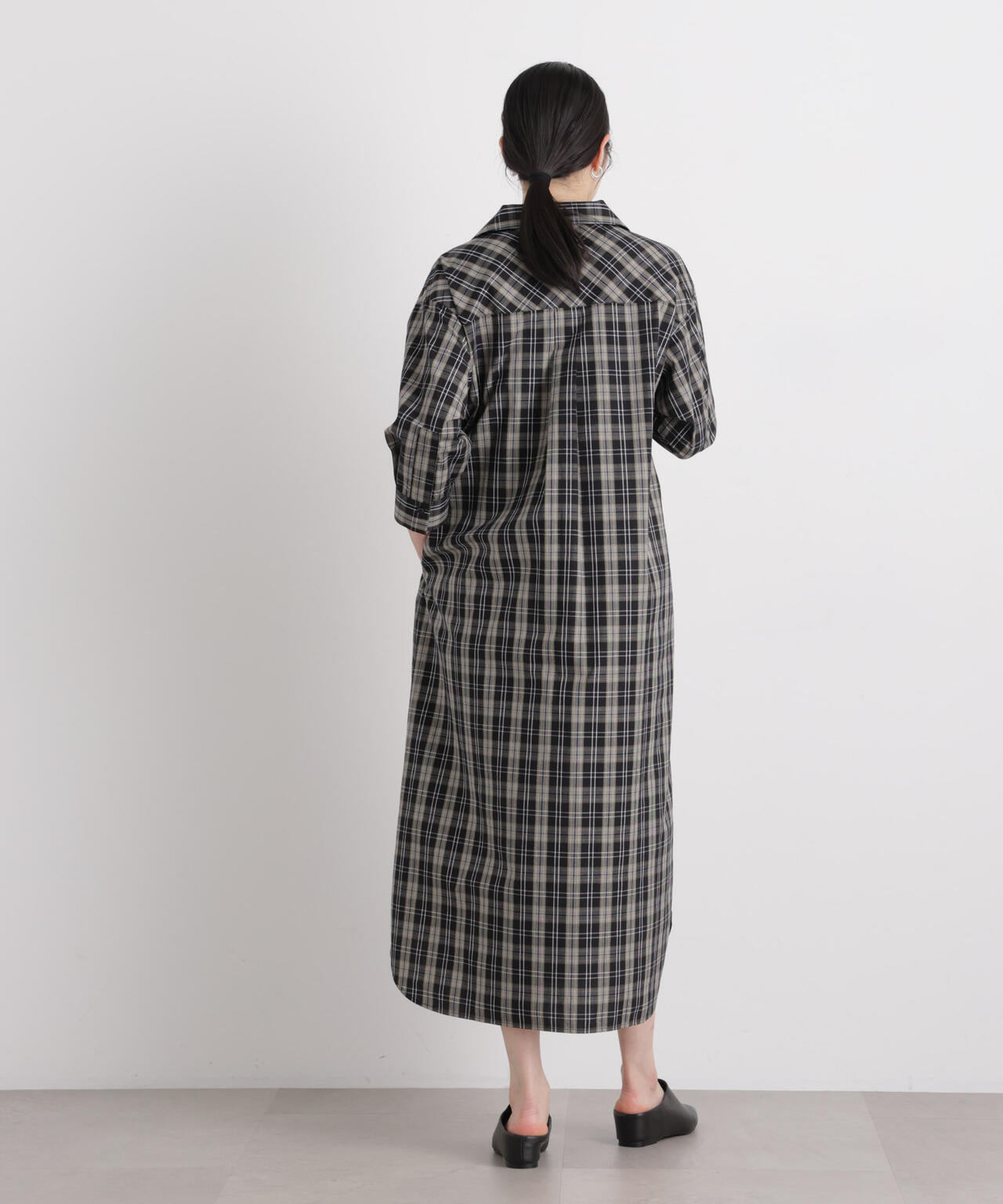 チェックポケットワイドシャツワンピース 6696119310