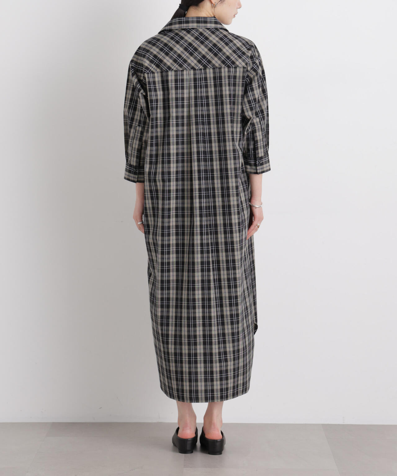 チェックポケットワイドシャツワンピース 6696119310