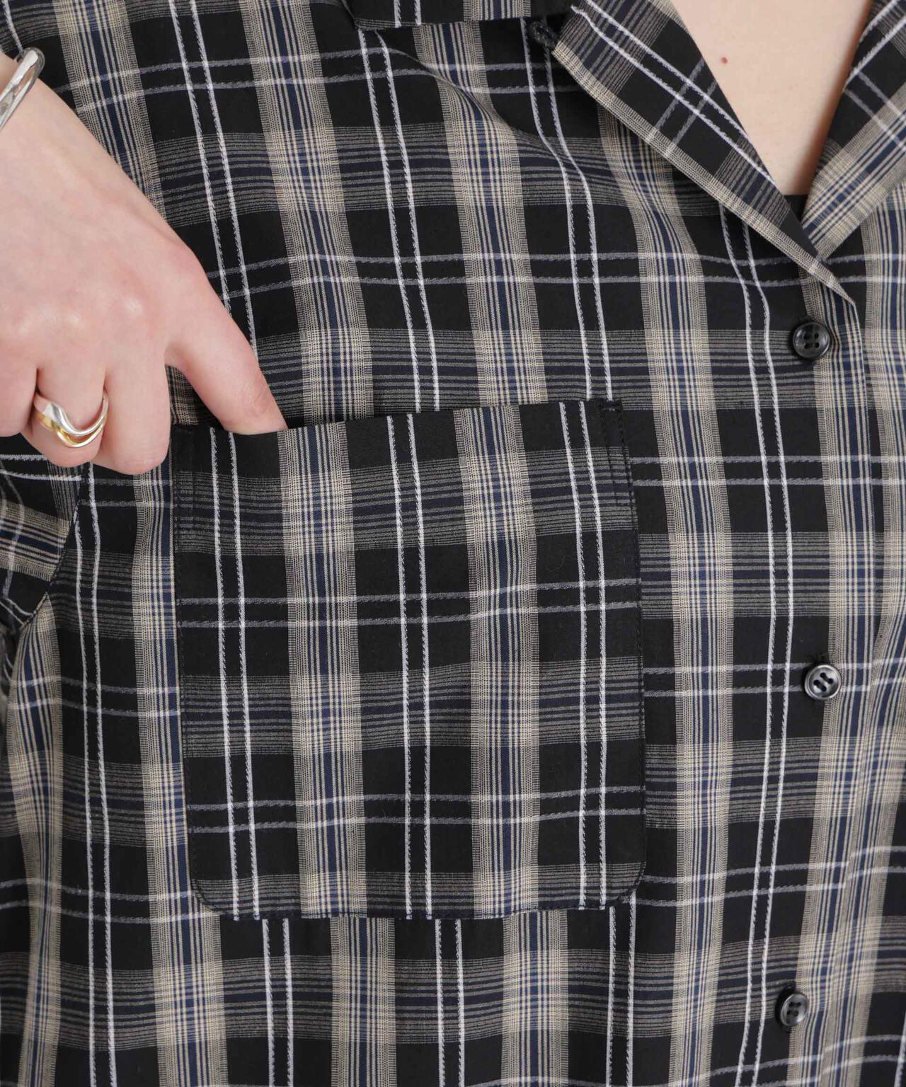 チェックポケットワイドシャツワンピース 6696119310