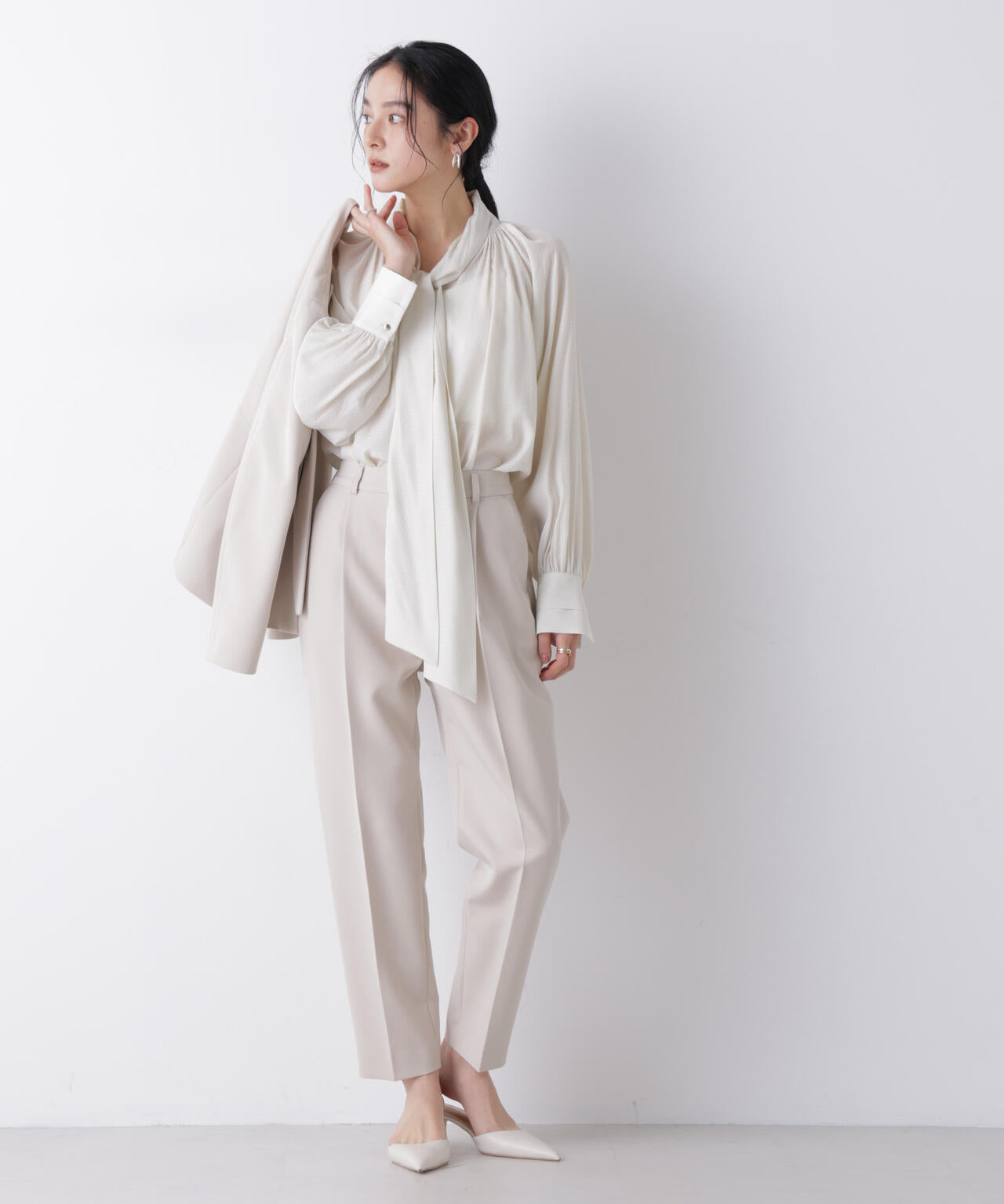 ドビードットリボンタイブラウス 6696120304