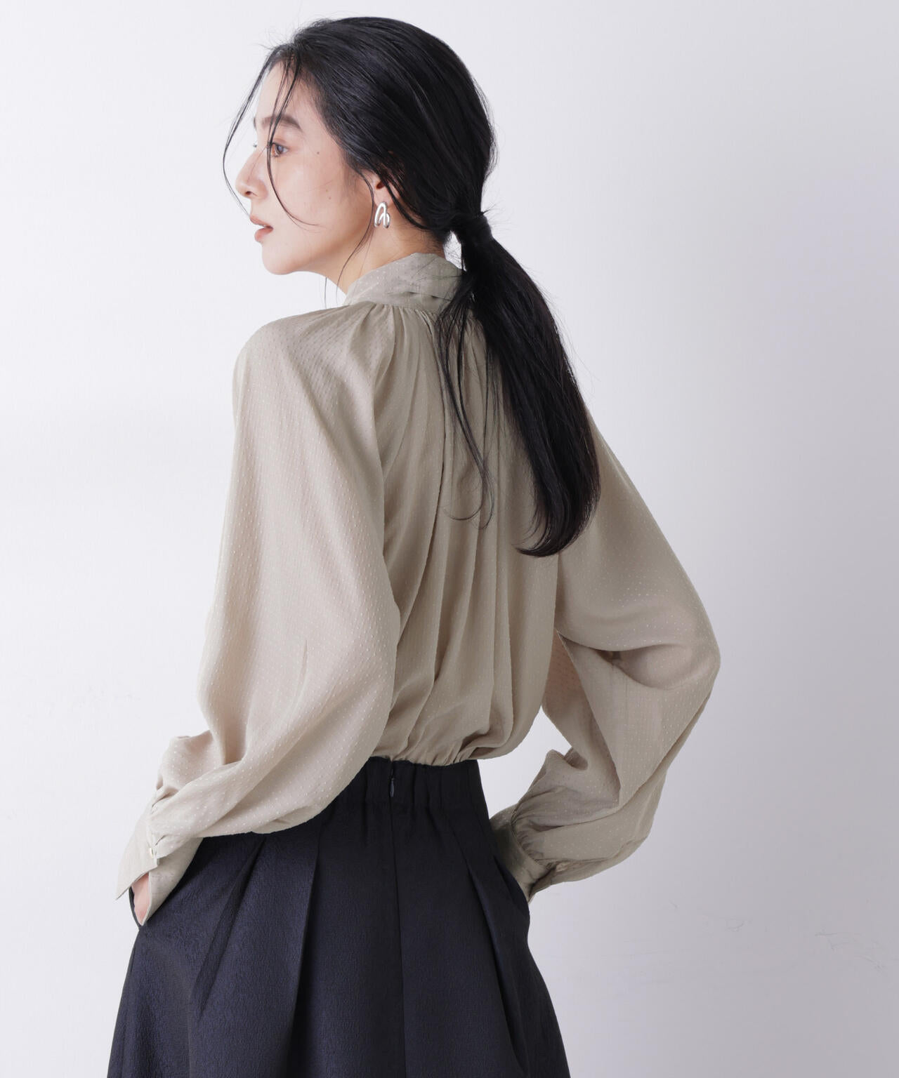 ドビードットリボンタイブラウス 6696120304