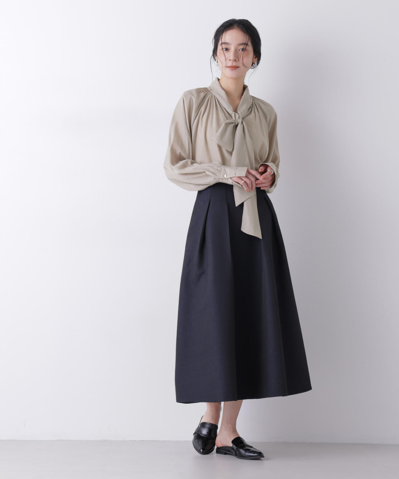 ドビードットリボンタイブラウス 6696120304