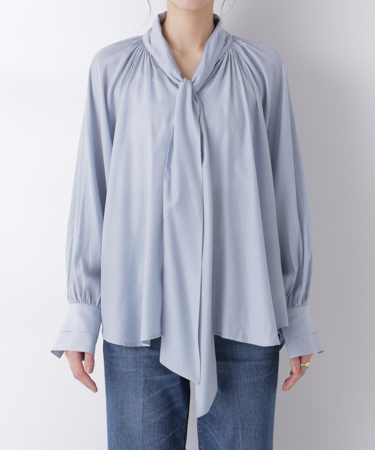 ドビードットリボンタイブラウス 6696120304