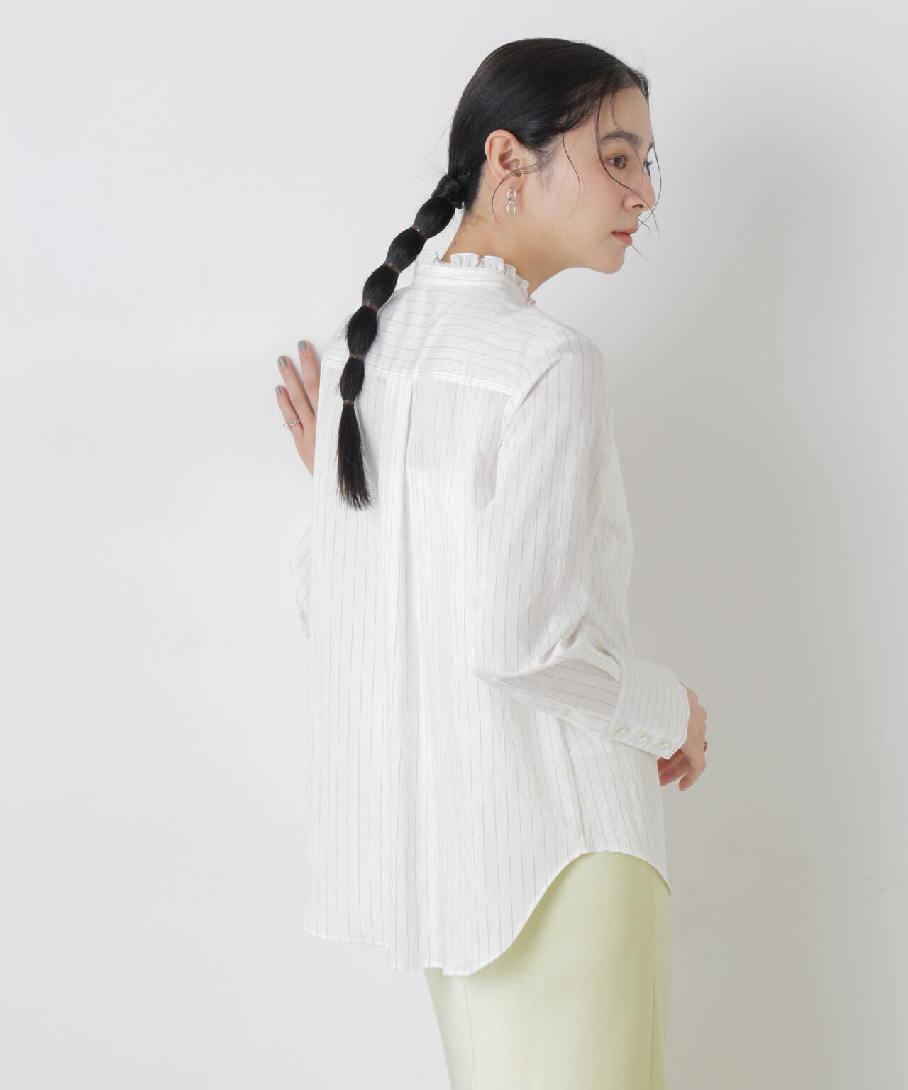 ストライプフリルブラウス 6696120306