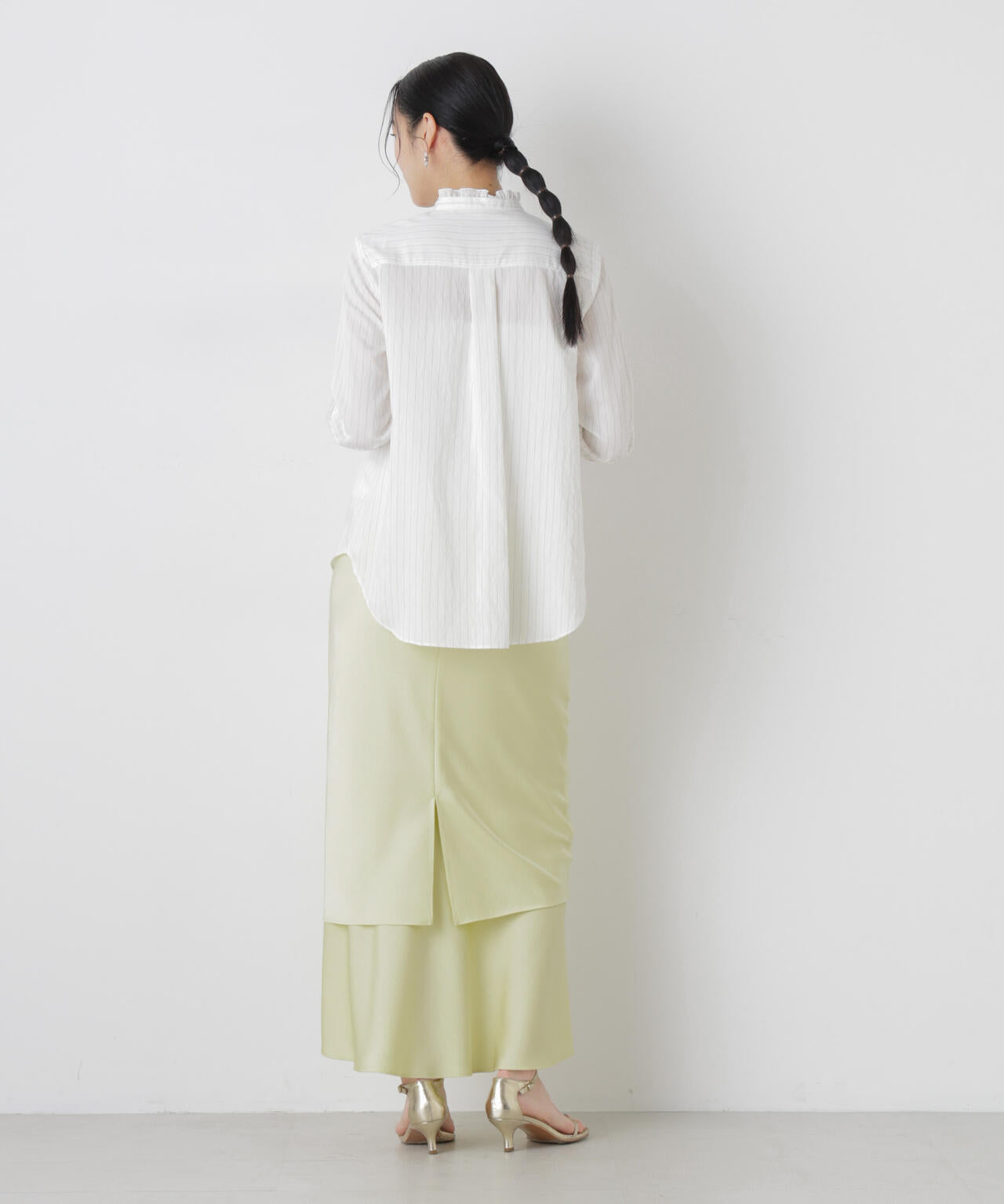 ストライプフリルブラウス 6696120306