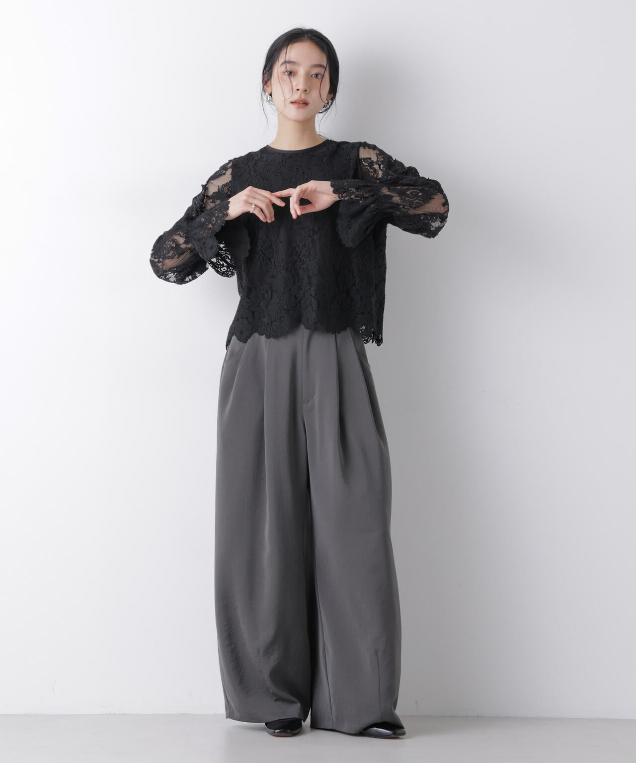 レーススカラップブラウス 6696120307