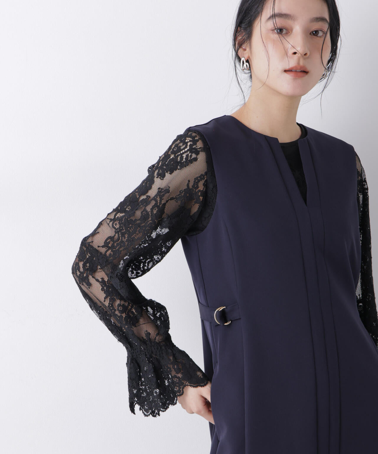 レーススカラップブラウス 6696120307