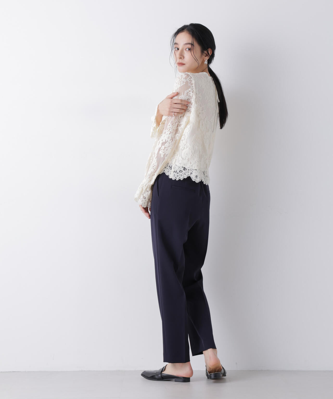 レーススカラップブラウス 6696120307