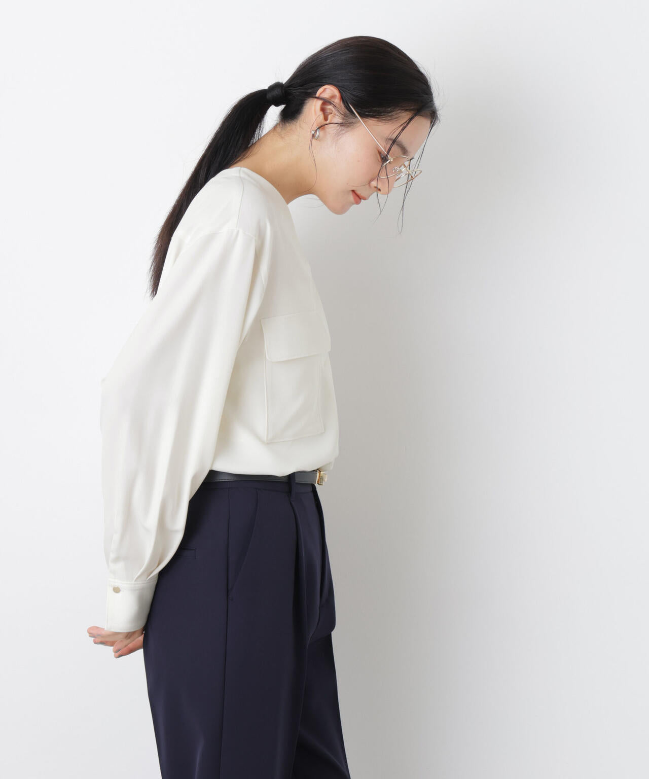 スキッパーポケットブラウス 6696120308