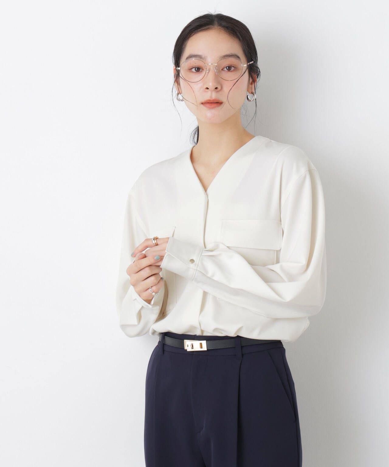 スキッパーポケットブラウス 6696120308