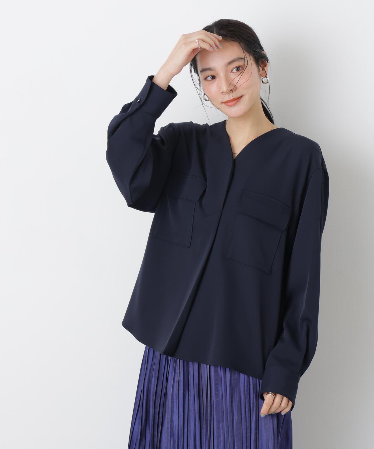 スキッパーポケットブラウス 6696120308