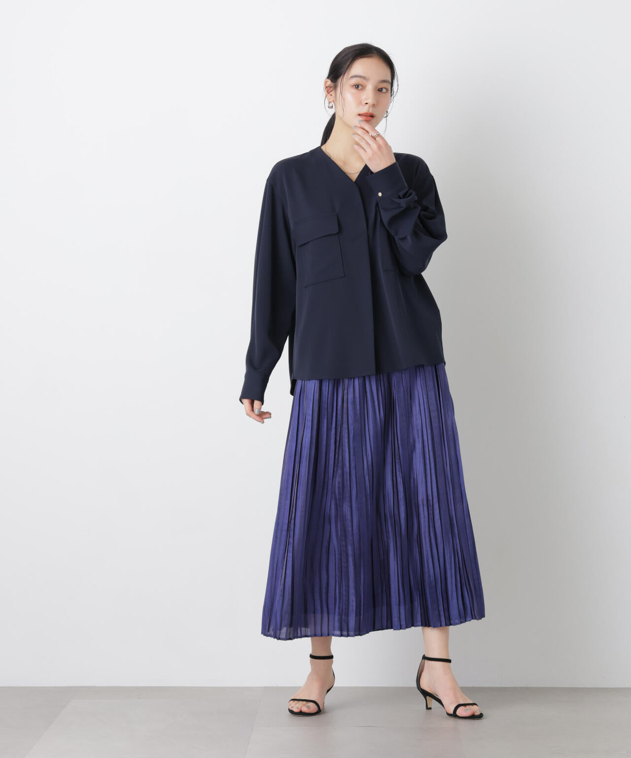 スキッパーポケットブラウス 6696120308