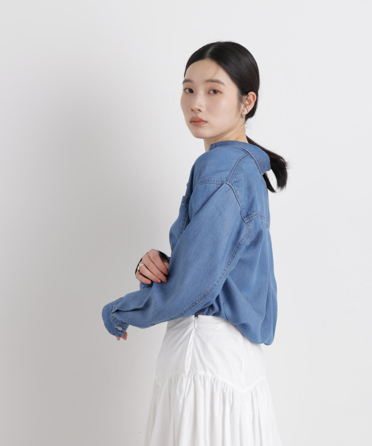 テンセルデニムリラックスシャツ(セットアップ可) 6696120316