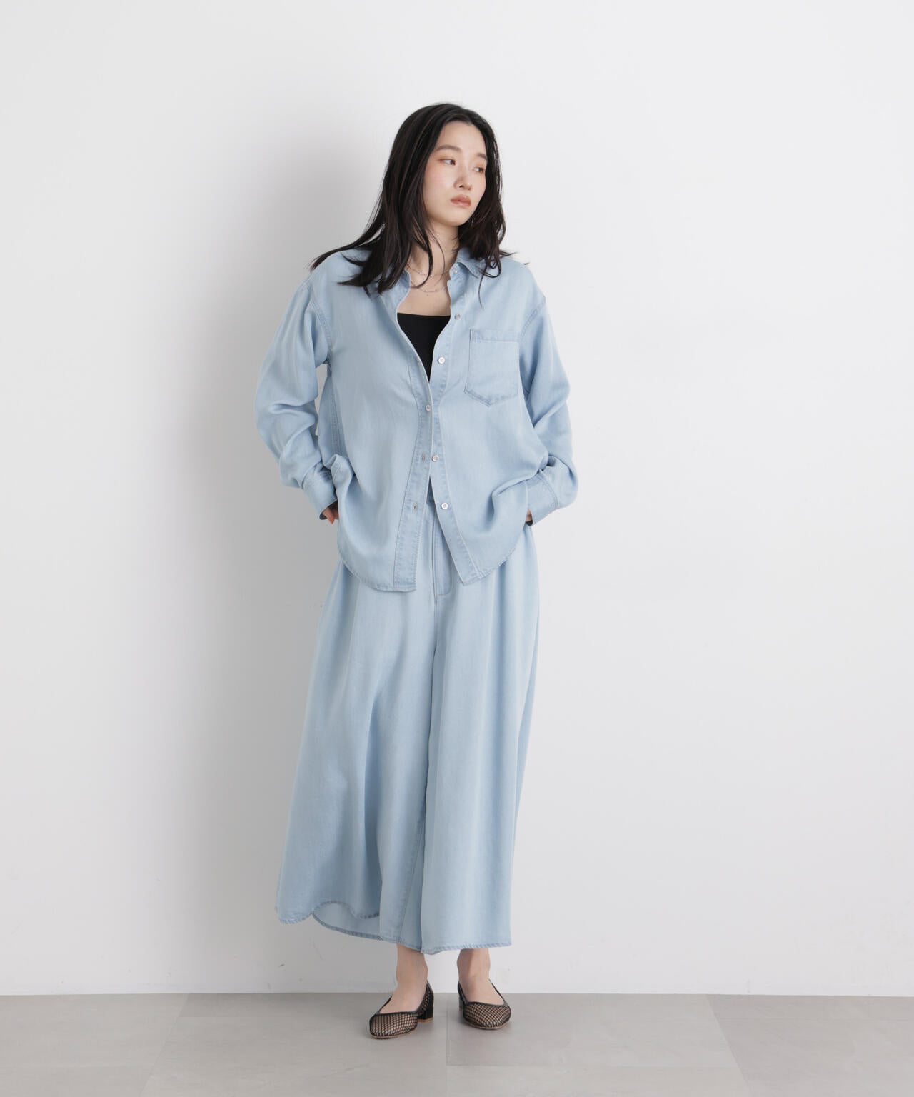 テンセルデニムリラックスシャツ(セットアップ可) 6696120316