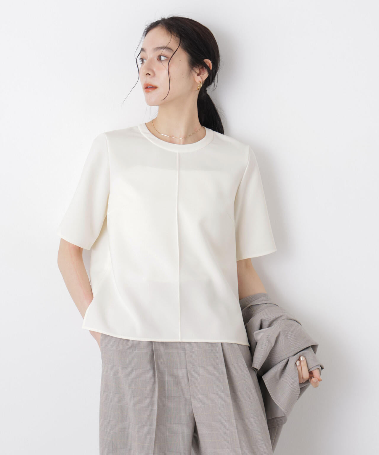 DressT/クルーネックハーフスリーブブラウス 6696121302