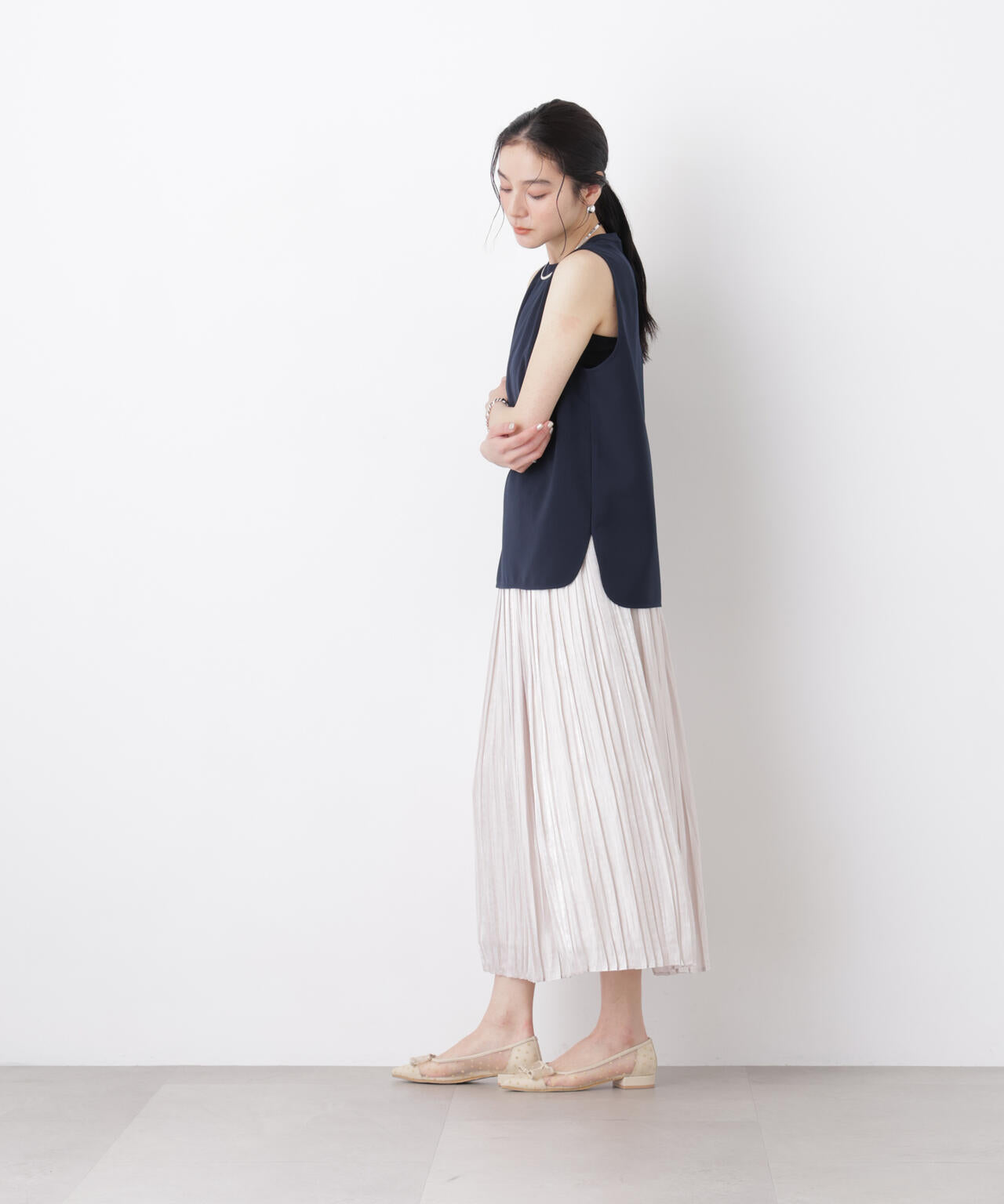 DressT/スタンドカラーノースリーブブラウス 6696121303